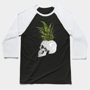Humor skull and pineapple, fruit, summer, Baseball T-Shirt